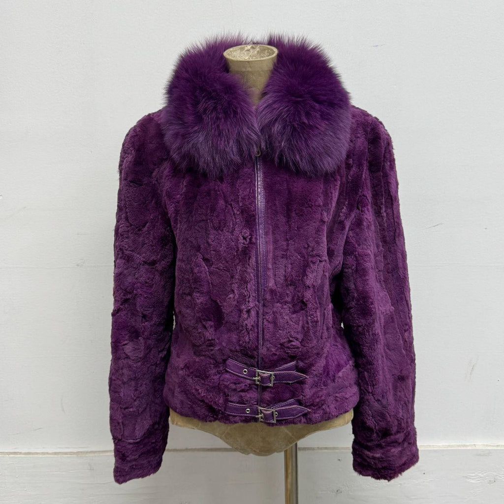 Vintage Y2K Purple Rabbit and Fox Fur Jacket