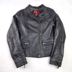 Excelled Leather Jacket Women’s Small Black Leather Short Biker Moto Lace Up