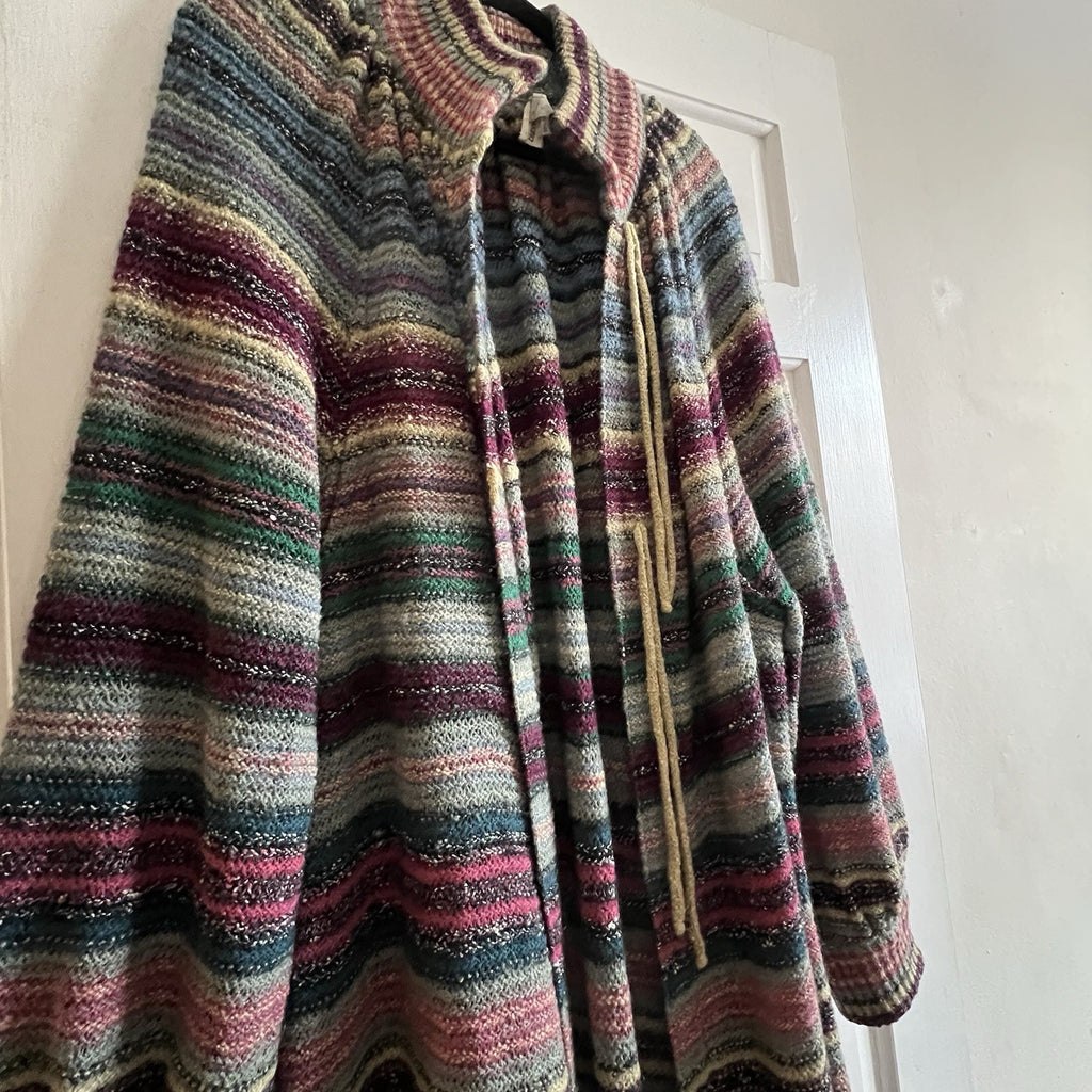 1970s Vintage Missoni Striped Crochet Knit Sweater Duster Made In Italy