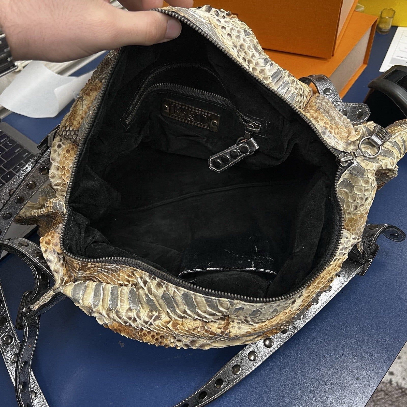 Be & D Snake Skin Shoulder Bag