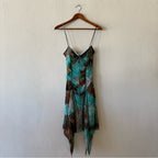 Turquoise Brown Tie Dye Slip Dress