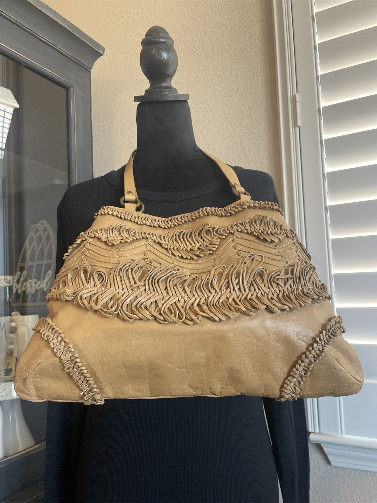 Nordstrom 1980s Shoulder Bag Fringe Camel Leather