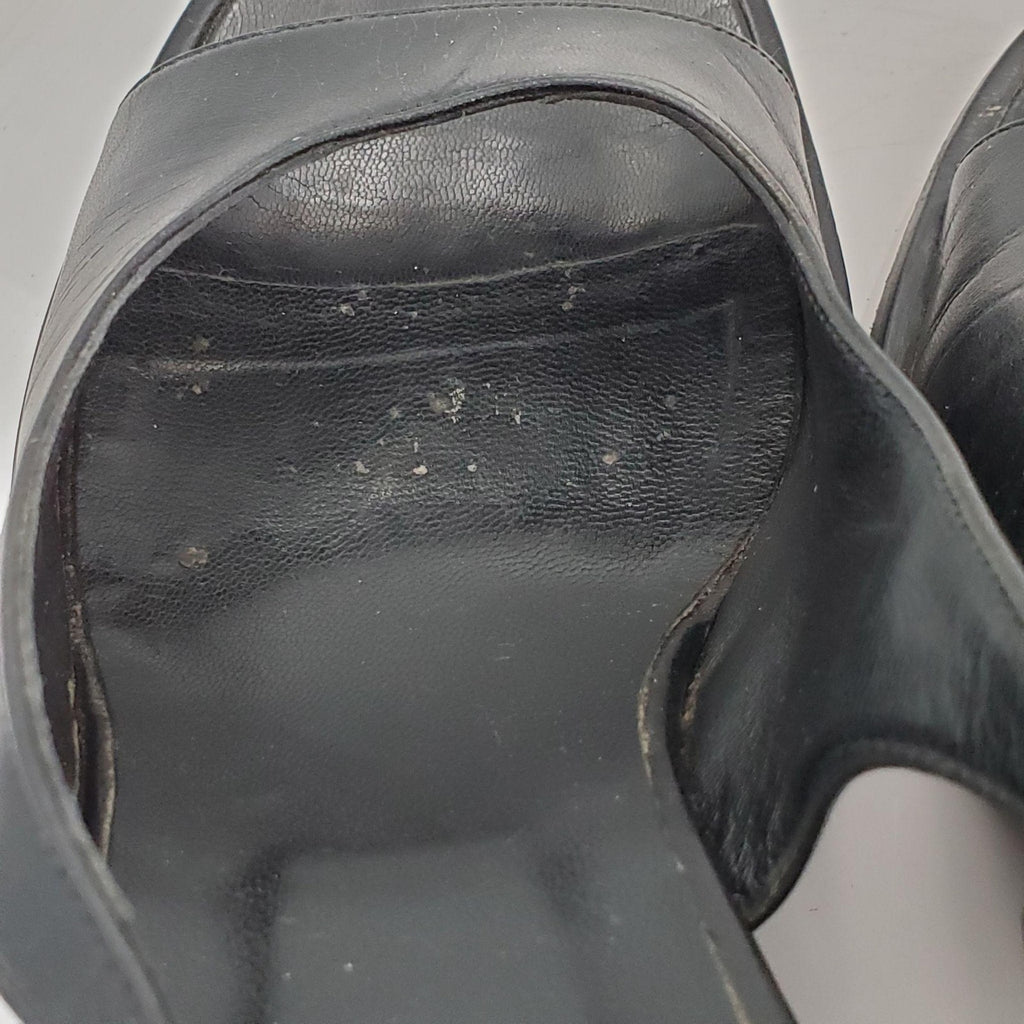 Gucci 1990s Black Leather Slingback Sandals Size 8.5