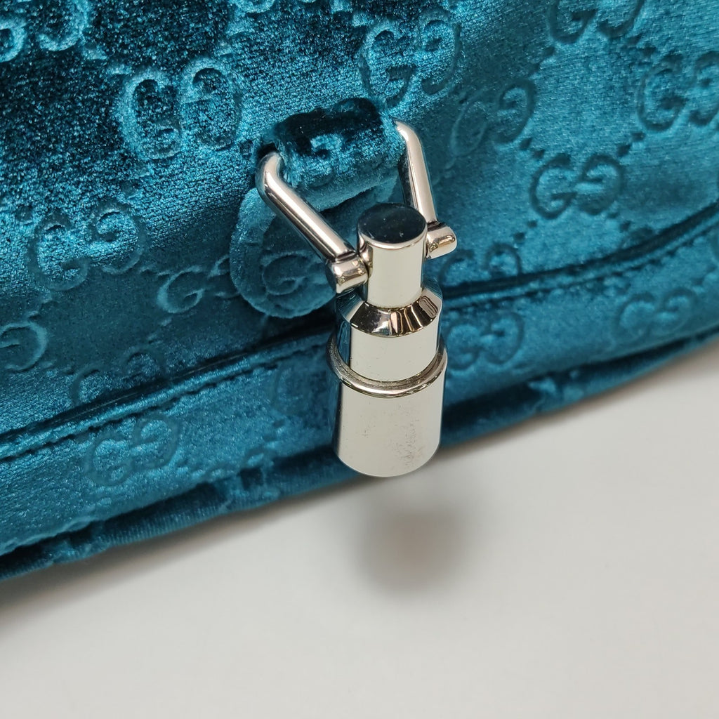 Gucci New Velvet Ashmir GG Monogram Small Jackie 1961 Hobo Velvet Peacock