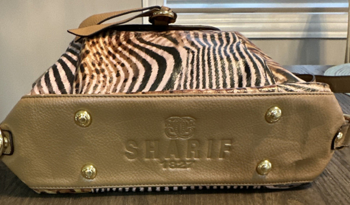 Sharif Animal Print Shoulder Bag with Studded Accents
