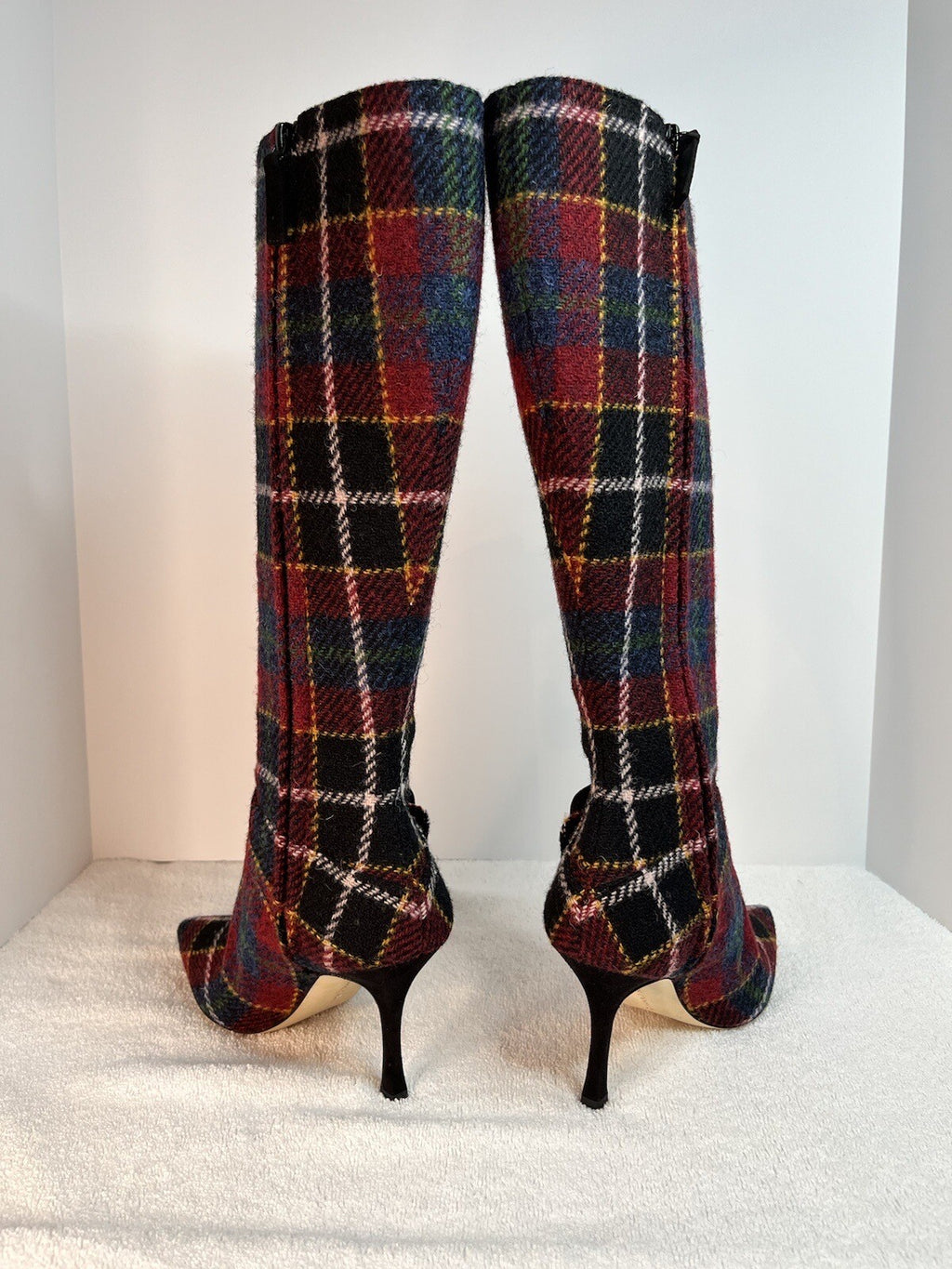 New!! Never Worn! MANOLO BLAHNIK Wool Bayhi 90 Boot (Plaid)