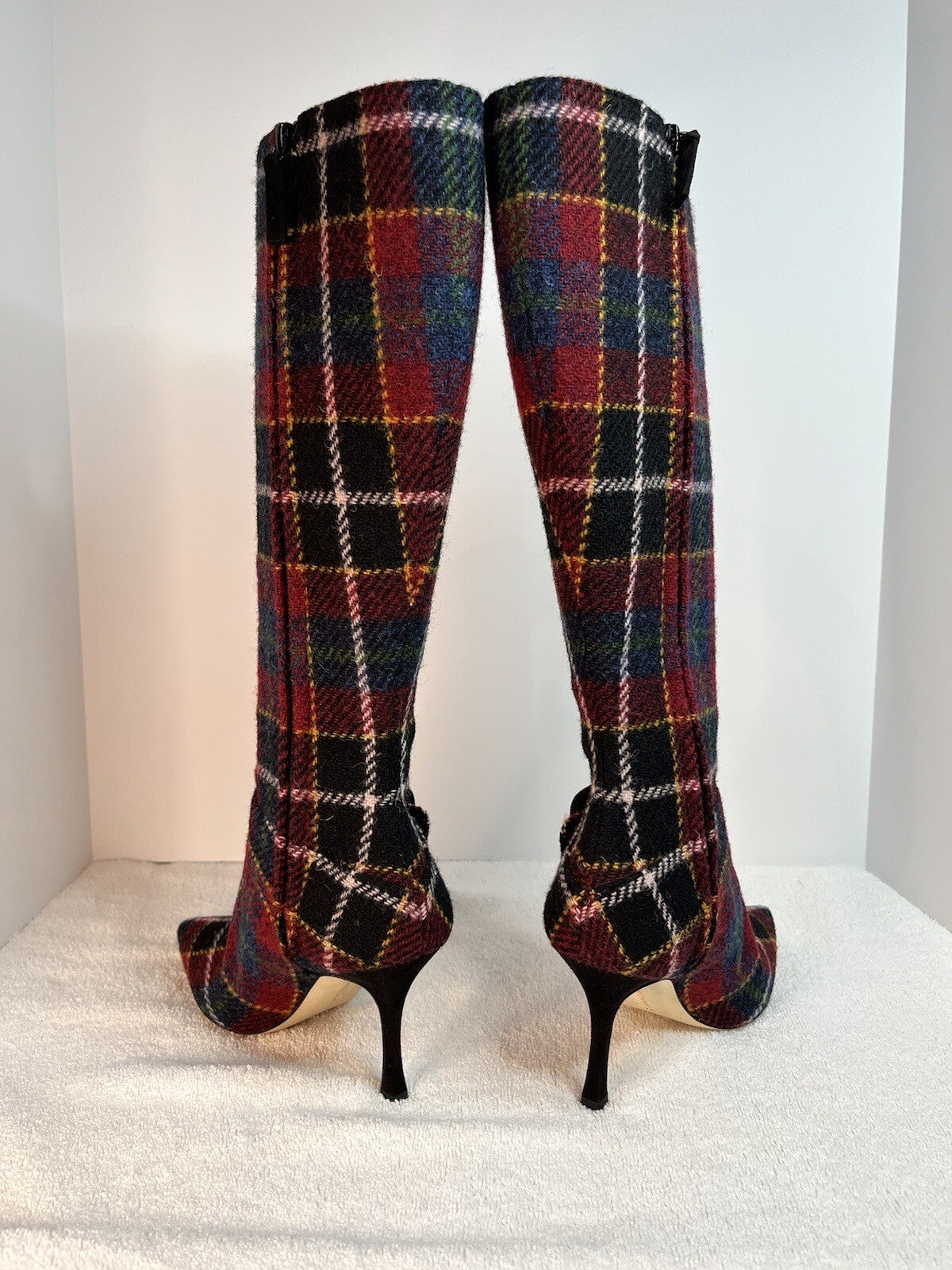 New!! Never Worn! MANOLO BLAHNIK Wool Bayhi 90 Boot (Plaid)