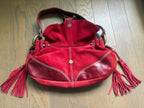 Francesco Biasia Red Suede Shoulder Hobo Bag