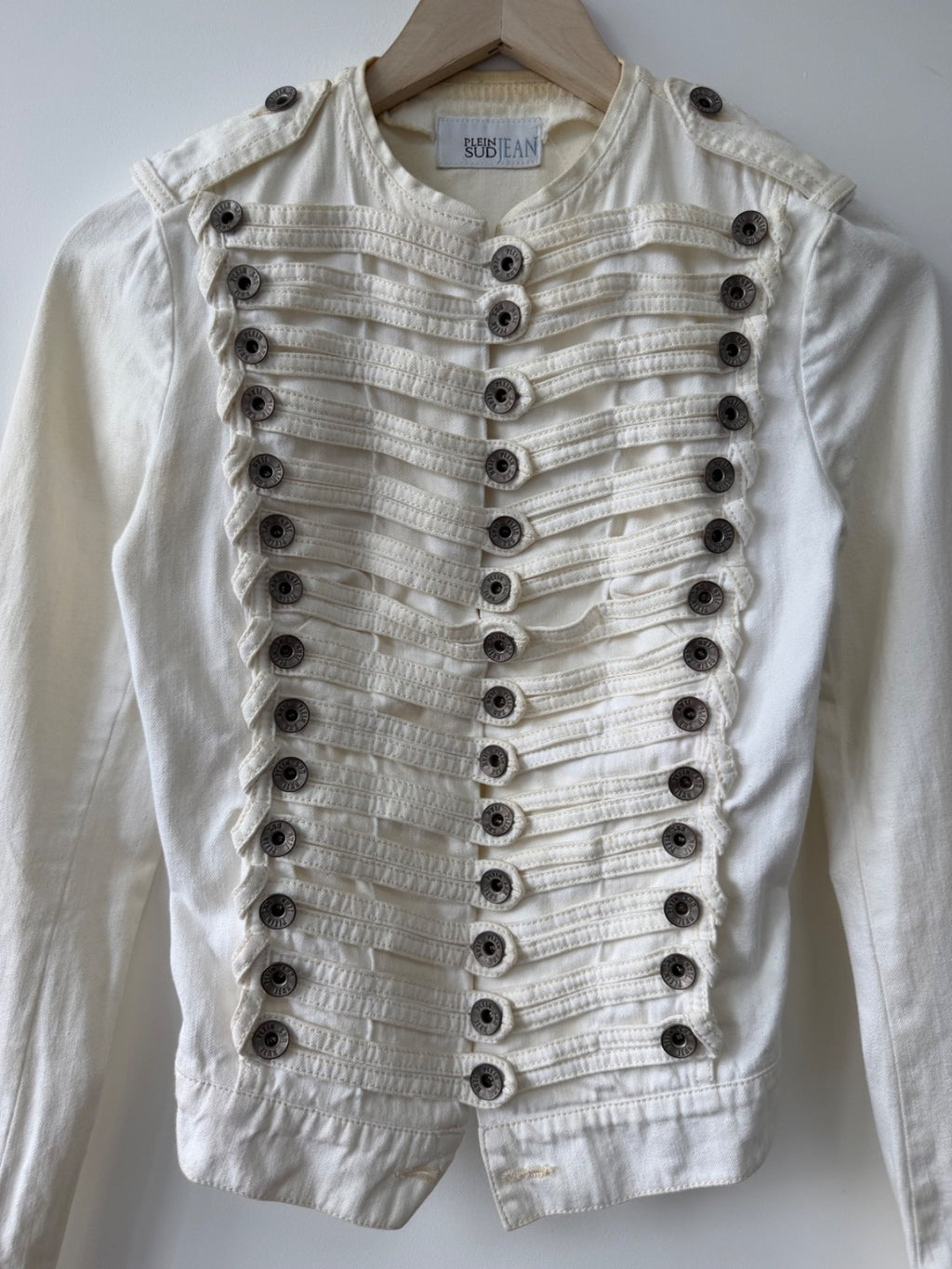 Plein Sud White Denim Napoleon Jacket Size XS