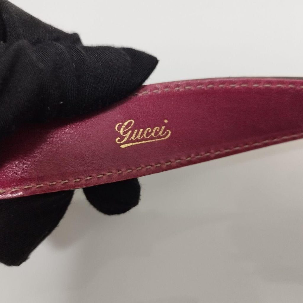 GUCCI Jackie Shima Leather Shoulder Bag Red Purple Hobo 153029