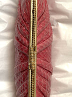 Judith Leiber Clutch Snakeskin RASPBERRY PINK Evening Bag Shoulder Vintage 1980s