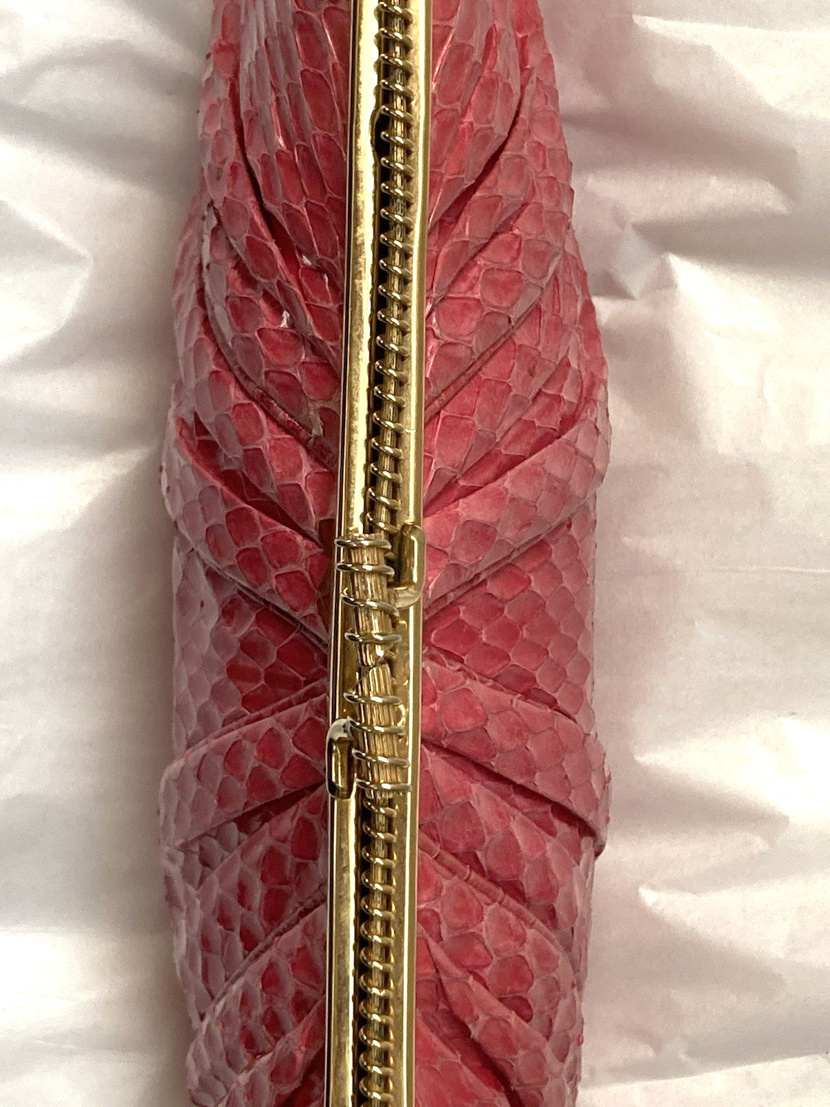 Judith Leiber Clutch Snakeskin RASPBERRY PINK Evening Bag Shoulder Vintage 1980s