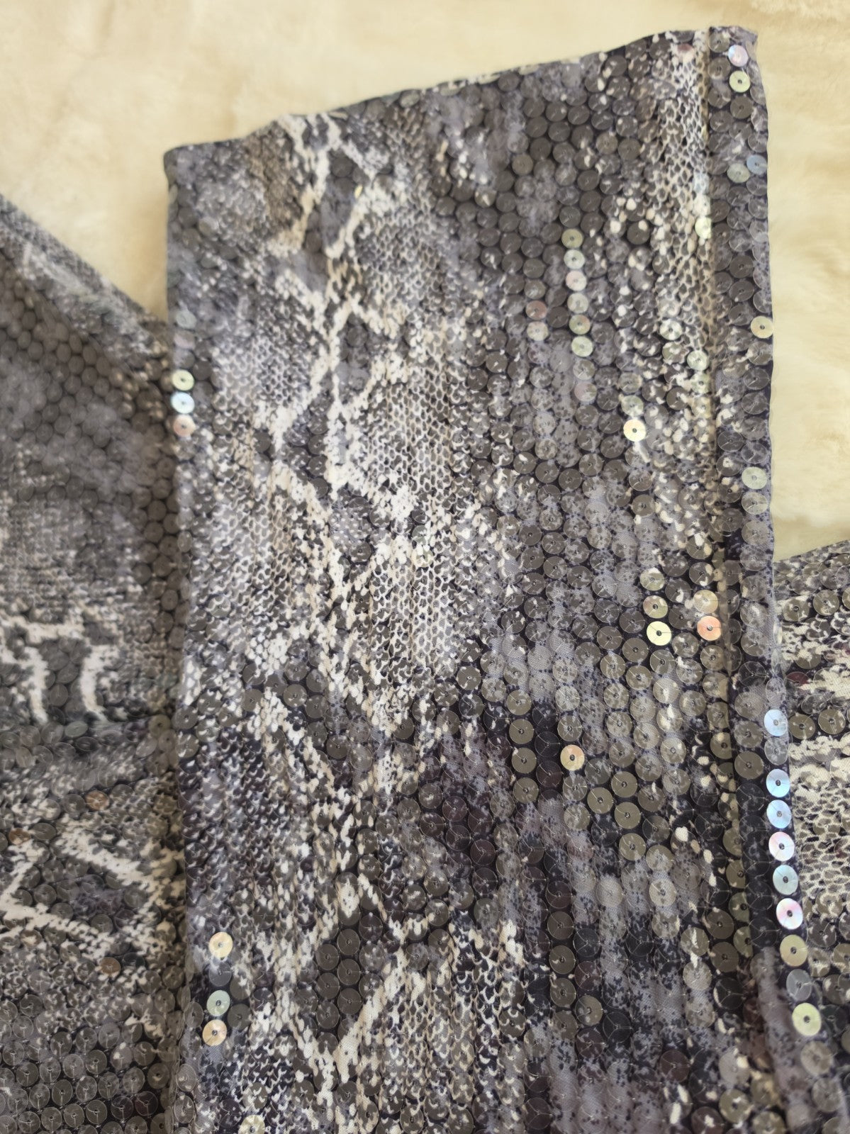 Bebe Vintage Sequin Snakeskin Two Piece Set Small