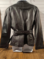 Vtg 90s Wilsons Black Leather Jacket Sz Small Fitted w/Belt Removable Thinsulate