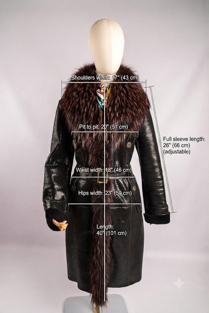 Penny Lane Belted Sheepskin Shearling Coat Size L