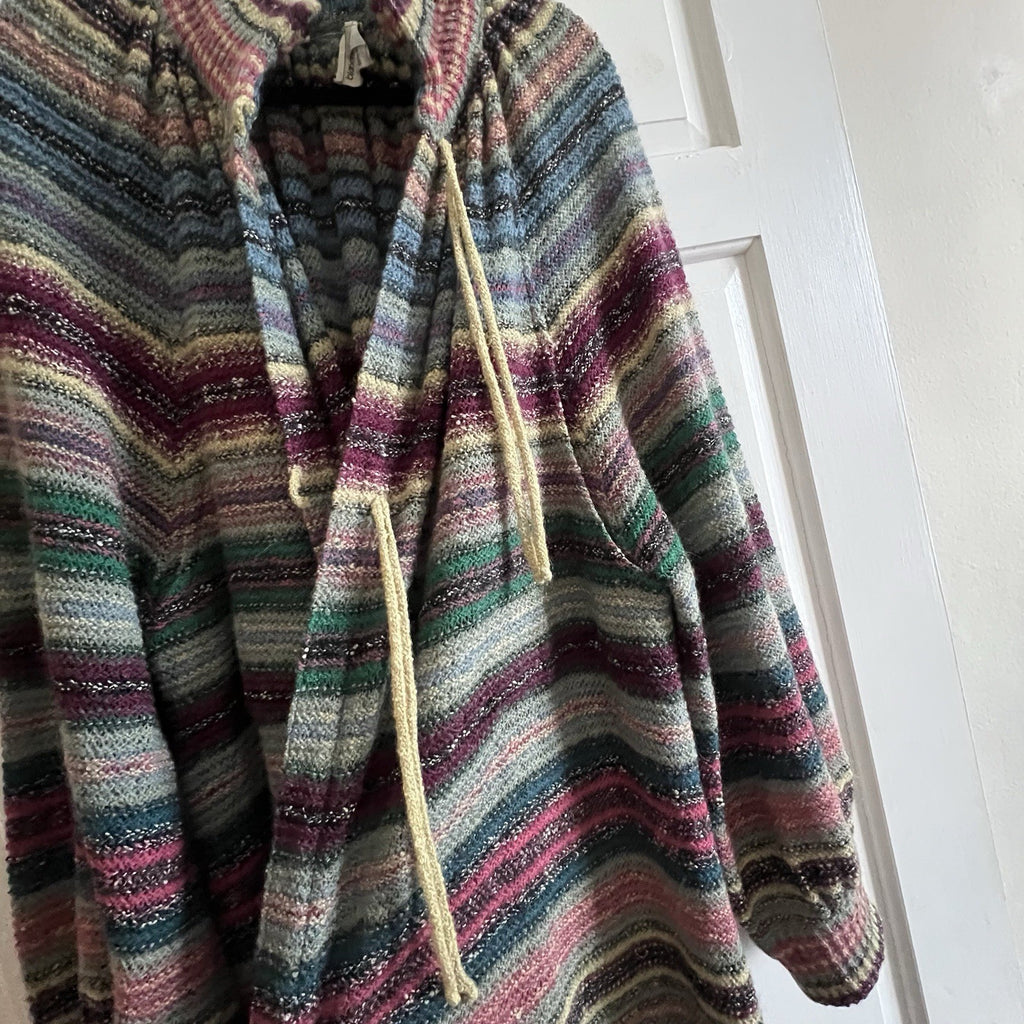 1970s Vintage Missoni Striped Crochet Knit Sweater Duster Made In Italy