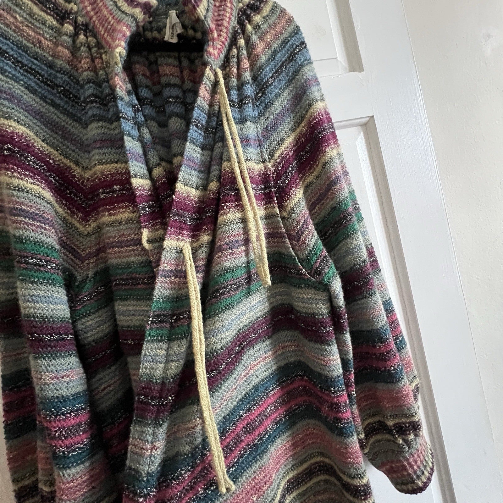 1970s Vintage Missoni Striped Crochet Knit Sweater Duster Made In Italy
