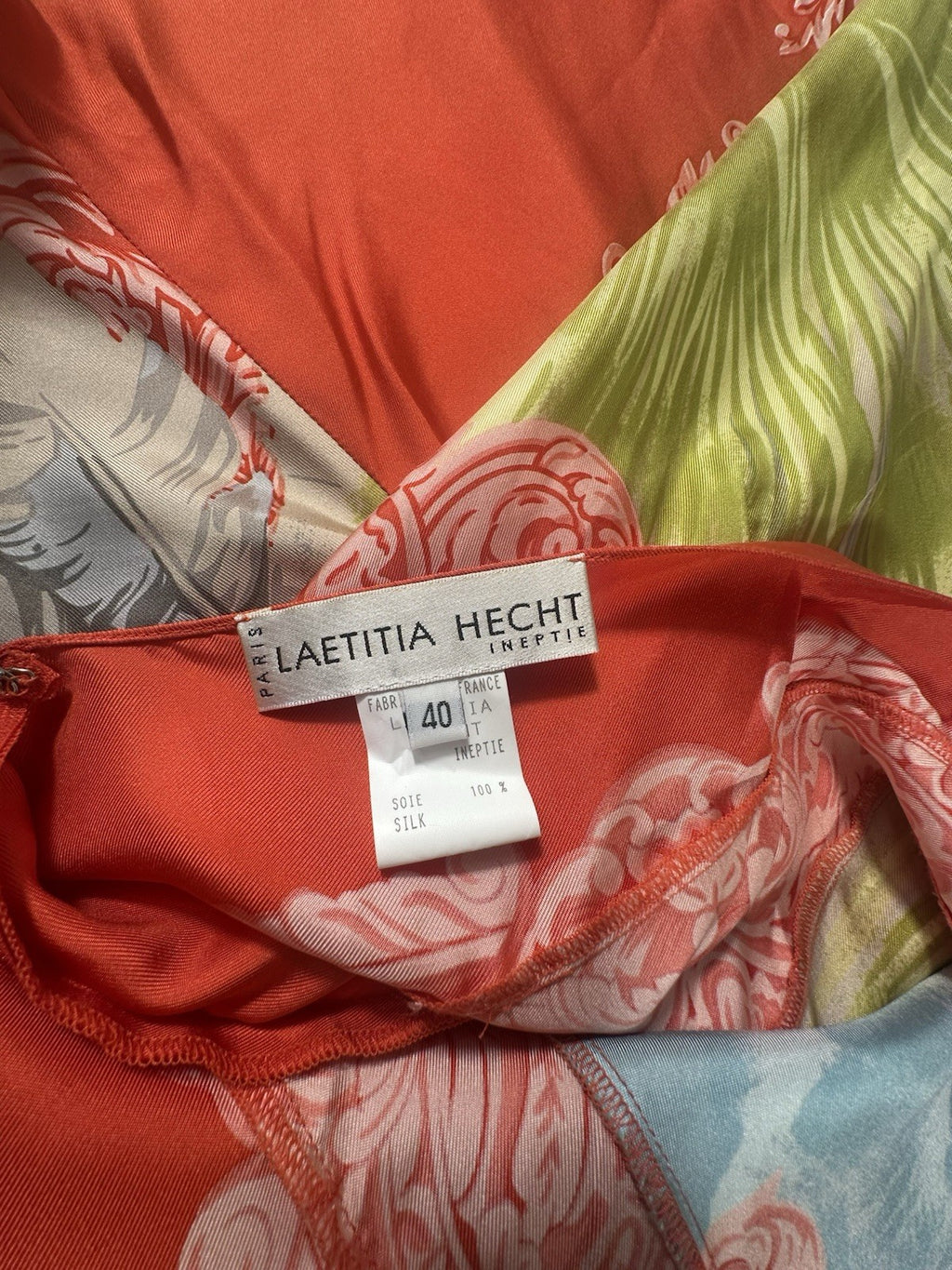 Laetitia Hecht Ineptie Paris Silk Halter Maxi Dress Y2K France Size 40