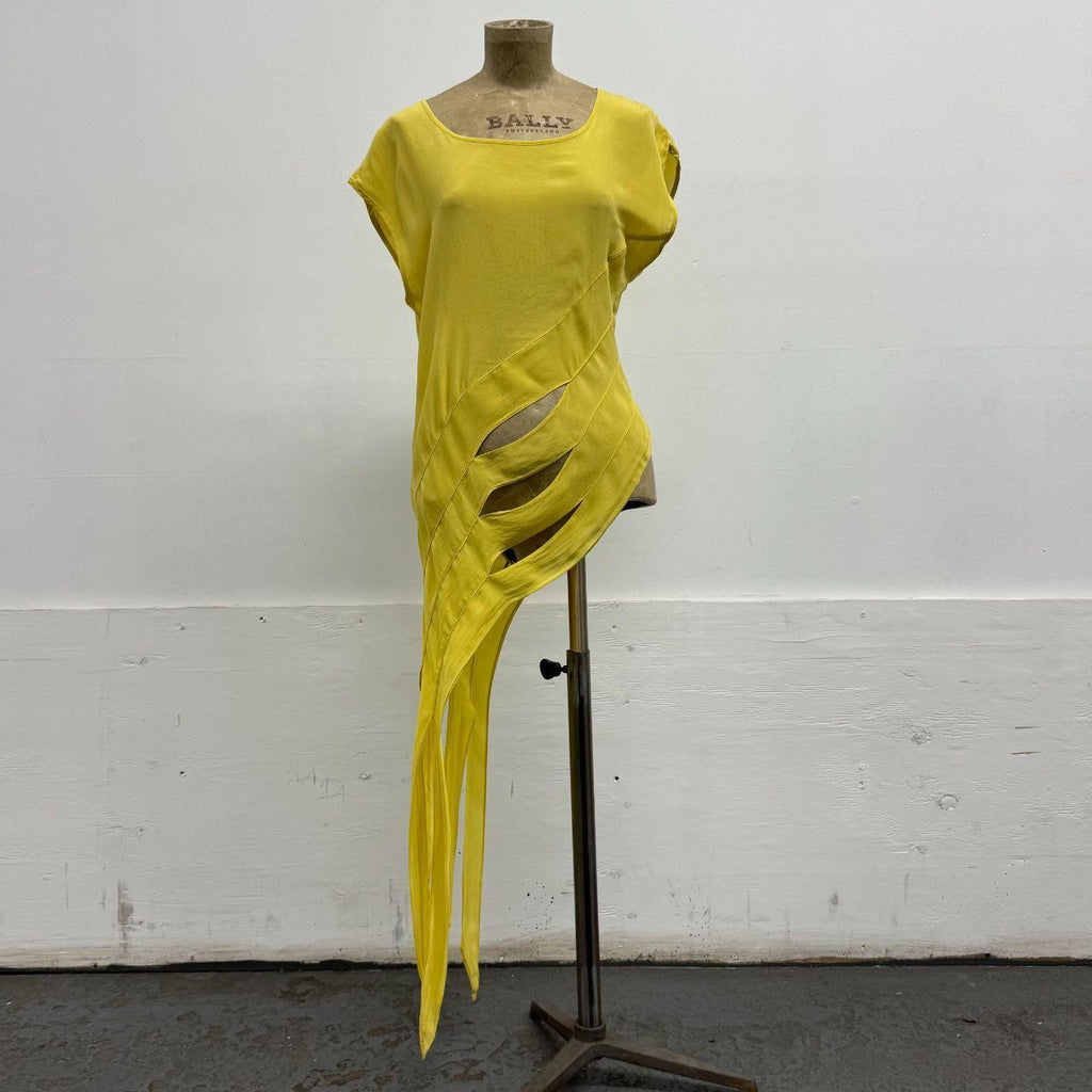 Vintage D&G Dolce & Gabbana Yellow Silk Asymmetric Shredded Top