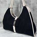 Gucci Jackie Shoulder Bag GG Canvas Leather Black
