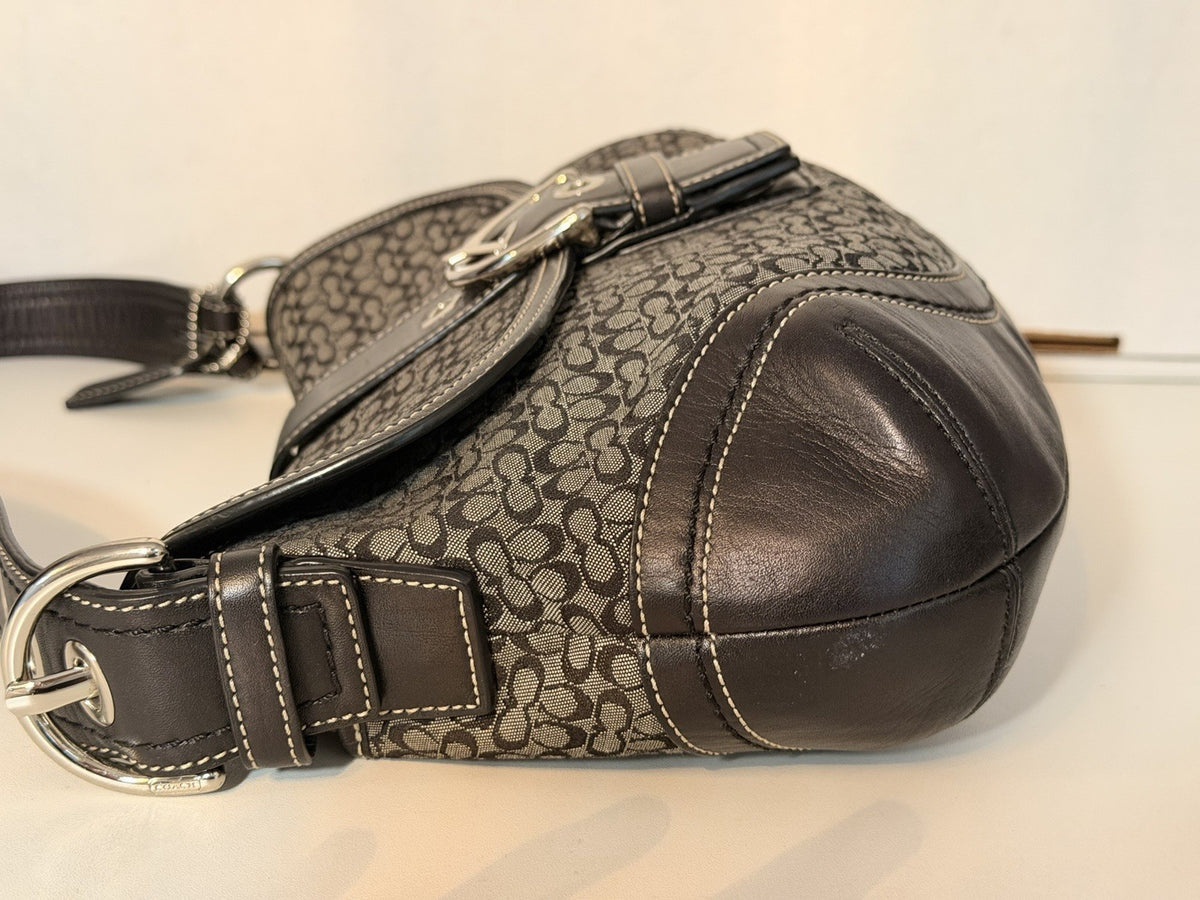 Coach Vintage Y2K Soho Black Signature Canvas Shoulder Bag