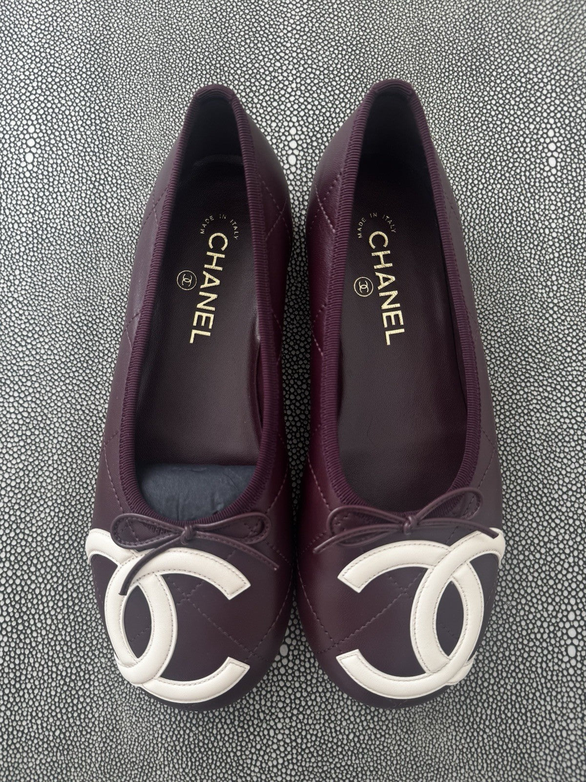 Chanel Cambon Coco Beach Ballet Flats Burgundy EU 39.5