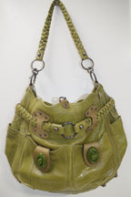 Jamin Puech Green Patent Leather Handbag with Braided Belt