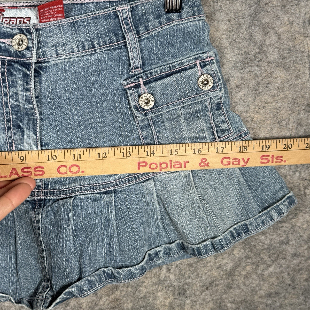 Lazer Y2K Denim Mini Skirt Size 9 Ruffle Bottom