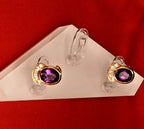 18k Gold vintage earrings Diamonds, Amethyst, Stunning, impressive, w/ appraisal