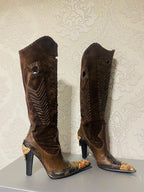 Gianmarco Lorenzi Limited Cowboy Women Boots Very Sexy Heels Size 37