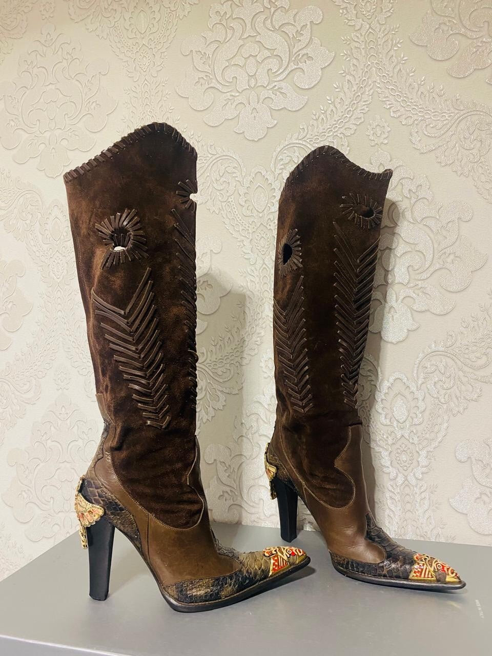 Gianmarco Lorenzi Limited Cowboy Women Boots Very Sexy Heels Size 37