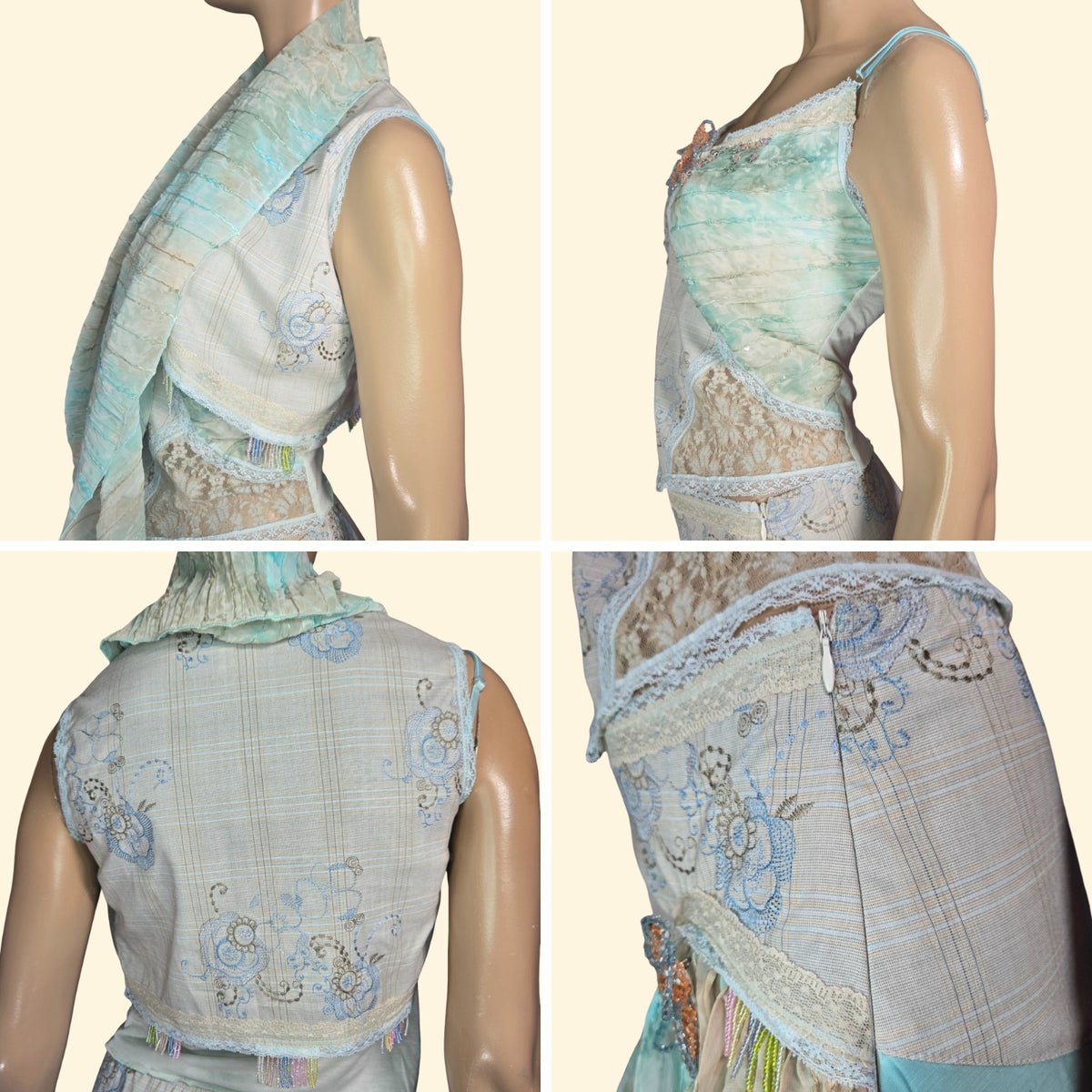Lulu Patricia Forgeal Vintage Beaded Chiffon Three Piece Set Small