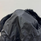 Y2K Black Rabbit and Fox Fur Jacket with Whipstitch Detail