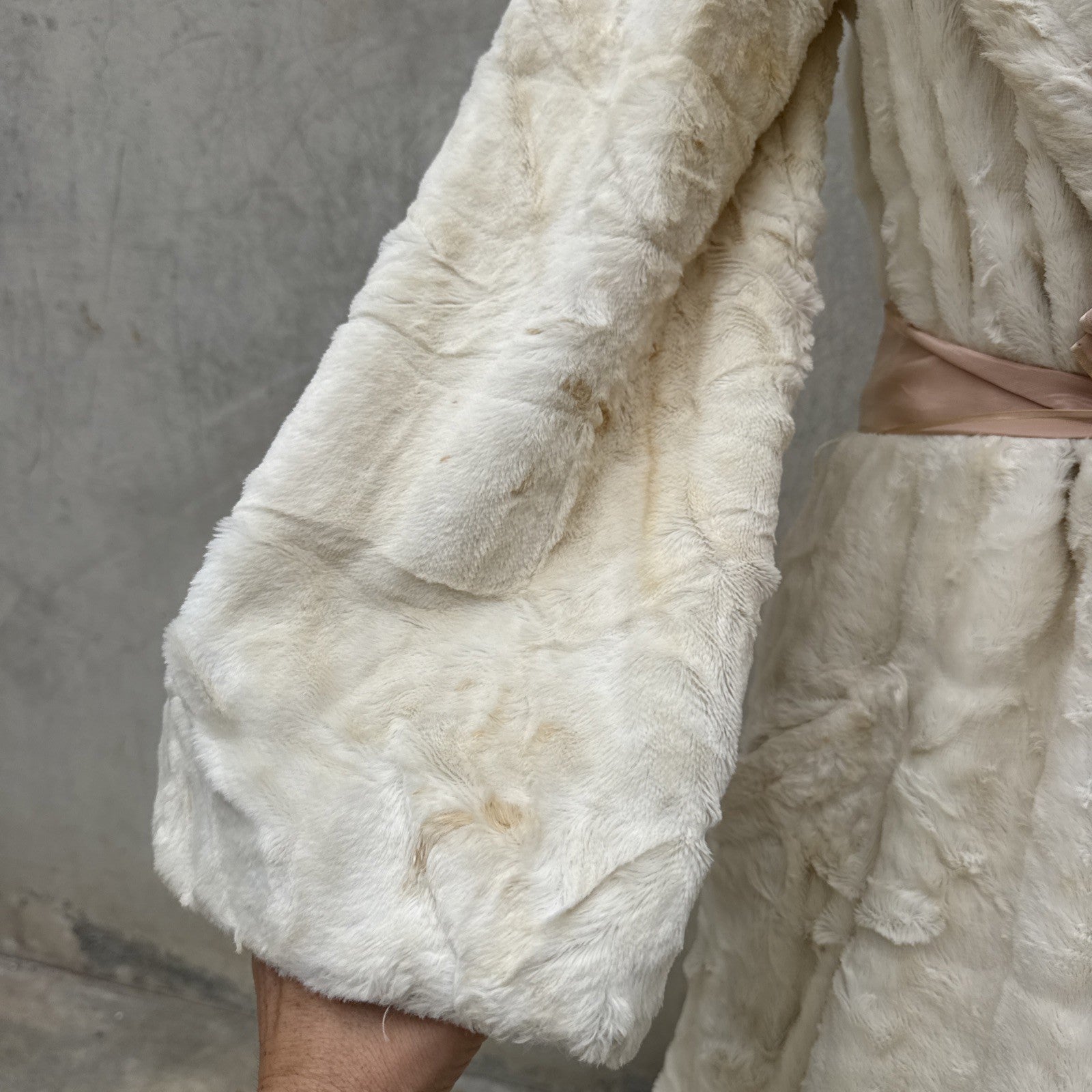Vintage 1930s White Plush Teddy Bear Dressing Gown Ermie Art Deco Dress Coat