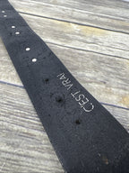 Vintage Cest Vrai Zebra Fashion Belt Size 28 Black Leather Safari