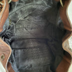 Anna Sui Brown Pewter Studded Leather Chain Tote Bag
