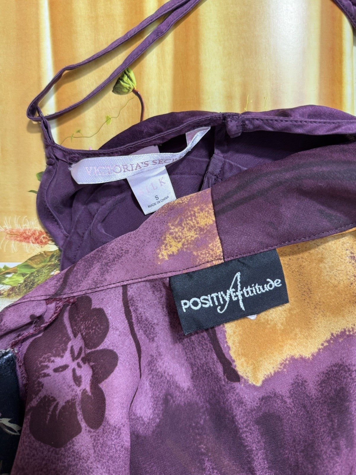 Vintage Victoria’s Secret Silk Purple Lace Trim slip Size Small
