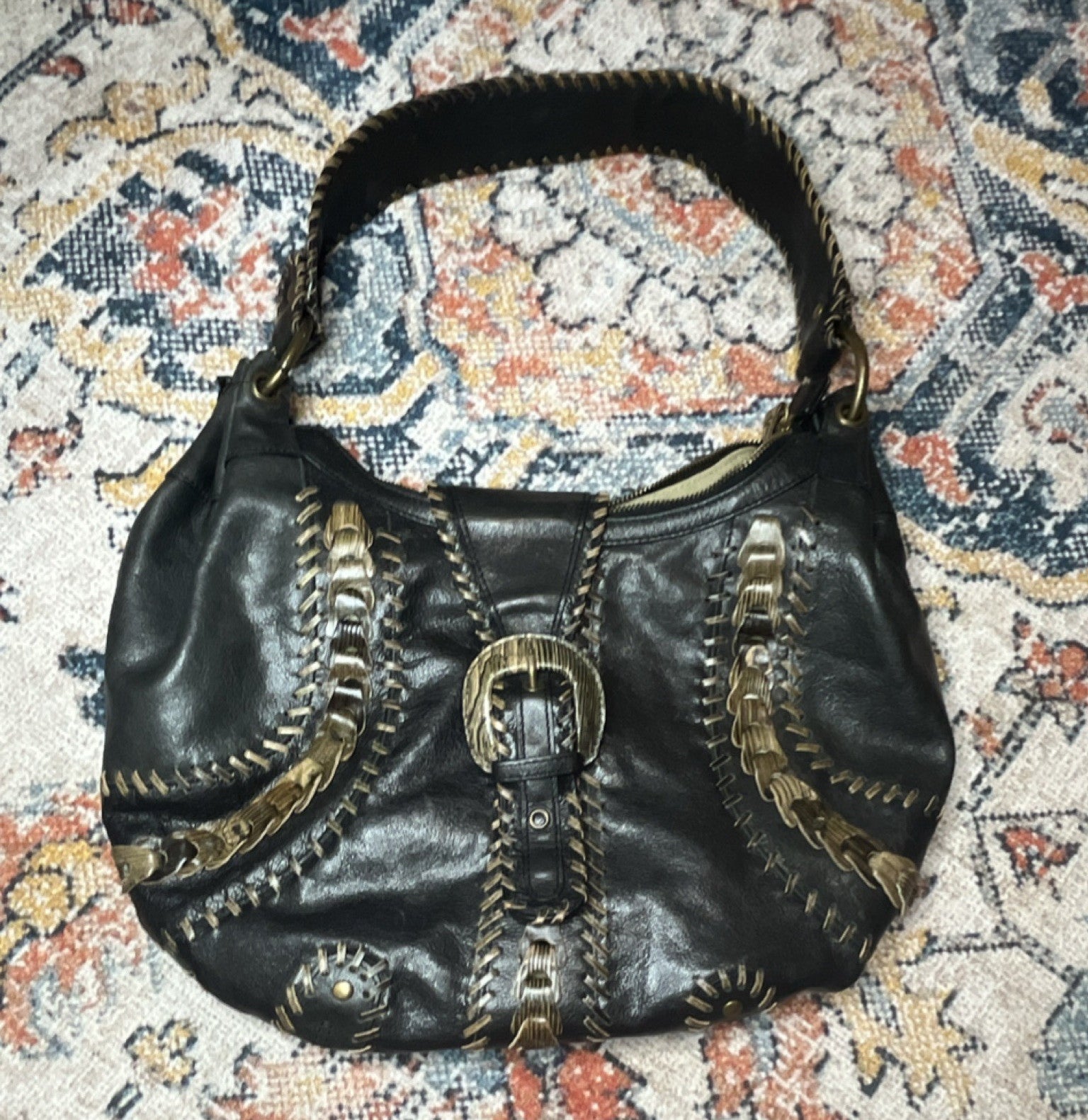 Isabella Fiore Boho Black Shoulder Bag