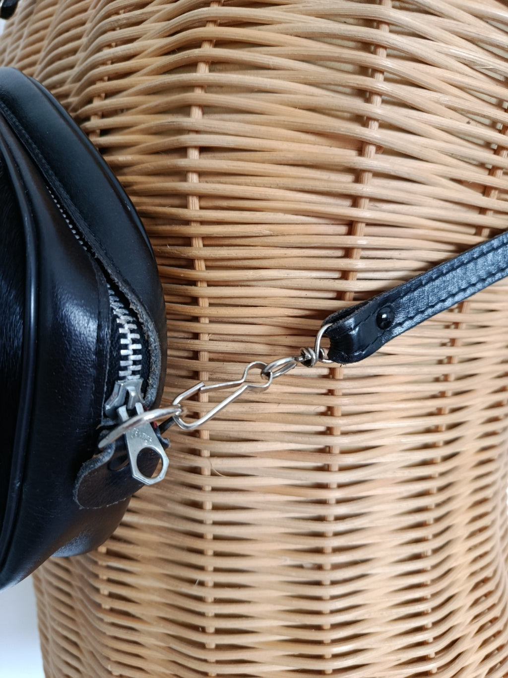 Vintage 40s 50s Black Leather Ponyhair Shoulder Bag - Prentice Zip, Belt Loops-