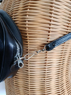 Vintage 40s 50s Black Leather Ponyhair Shoulder Bag - Prentice Zip, Belt Loops-