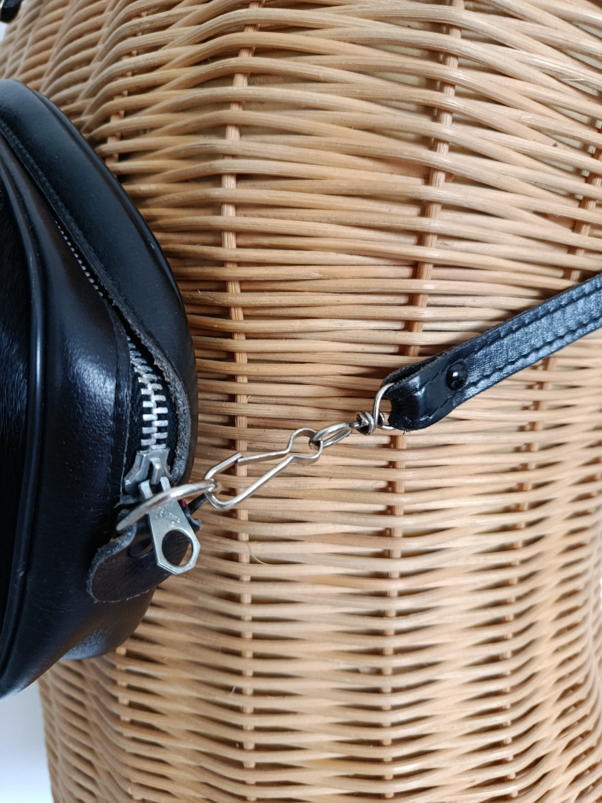 Vintage 40s 50s Black Leather Ponyhair Shoulder Bag - Prentice Zip, Belt Loops-