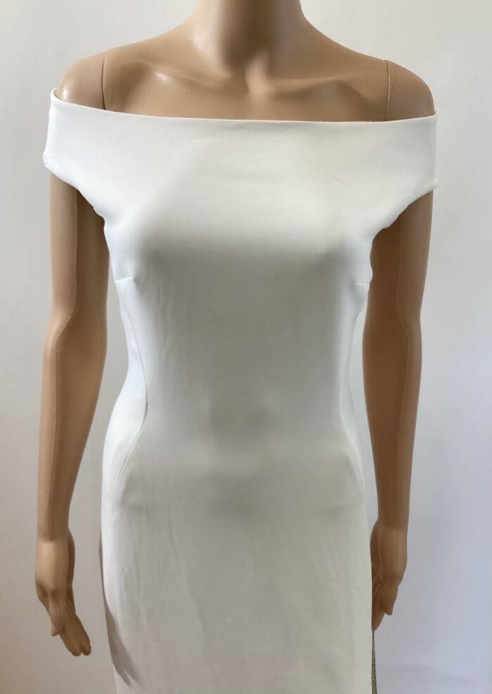 STELLA MCCARTNEY OFF THE SHOULDER SIDE SLIT DRESS SZ IT 38:MRSP: $3560