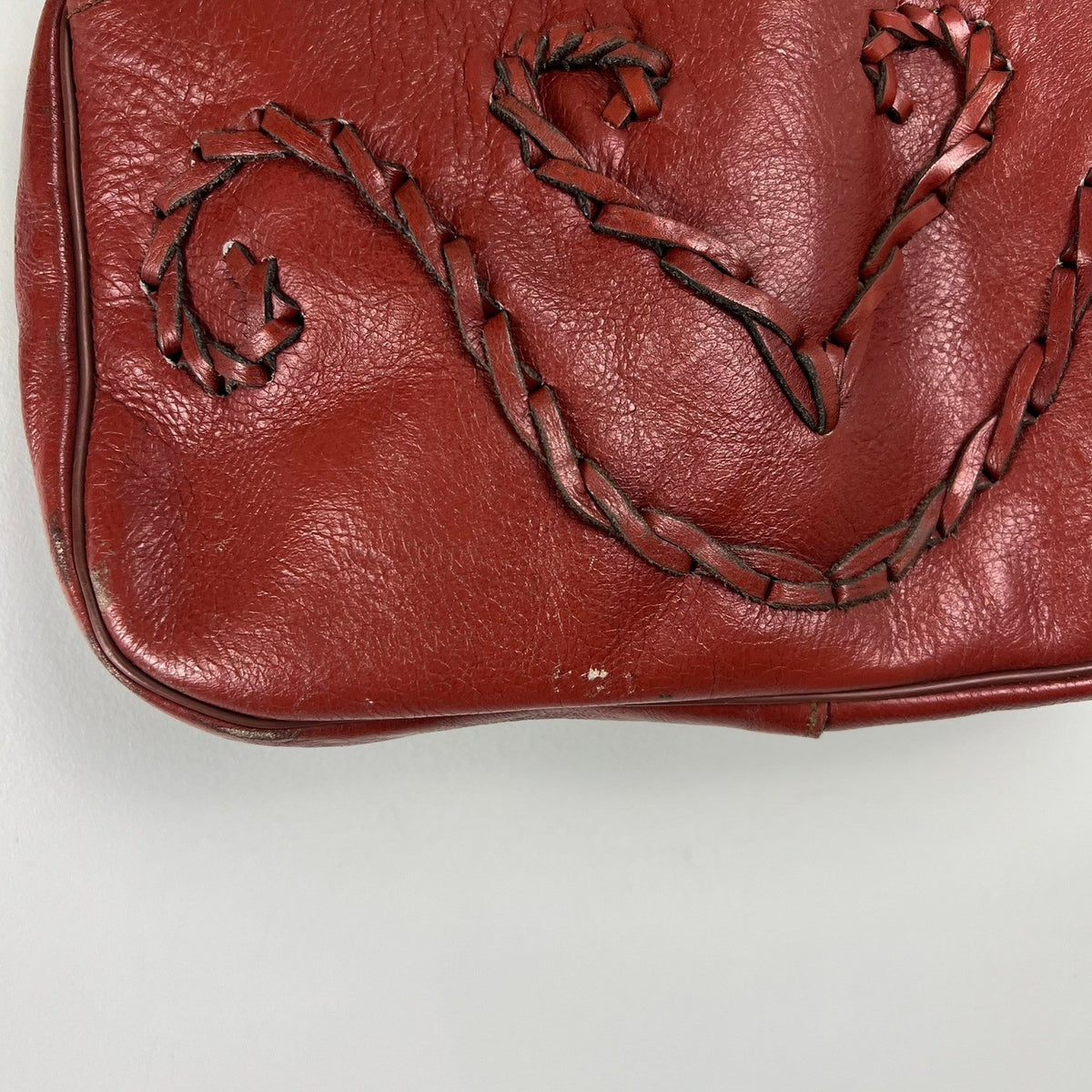 Vintage Brown Leather Whipstitch Shoulder Bag 1970s