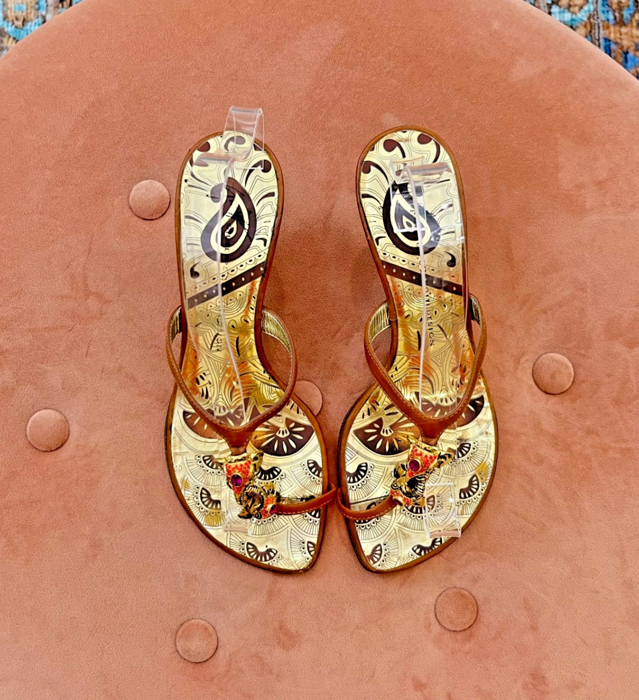 Vintage Giuseppe Zanotti Jeweled Kissing Elephant Thong Heels