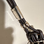 Gucci Brown Beige GG Logo Shoulder Bag Tassel Bamboo Silver Hardware Zip