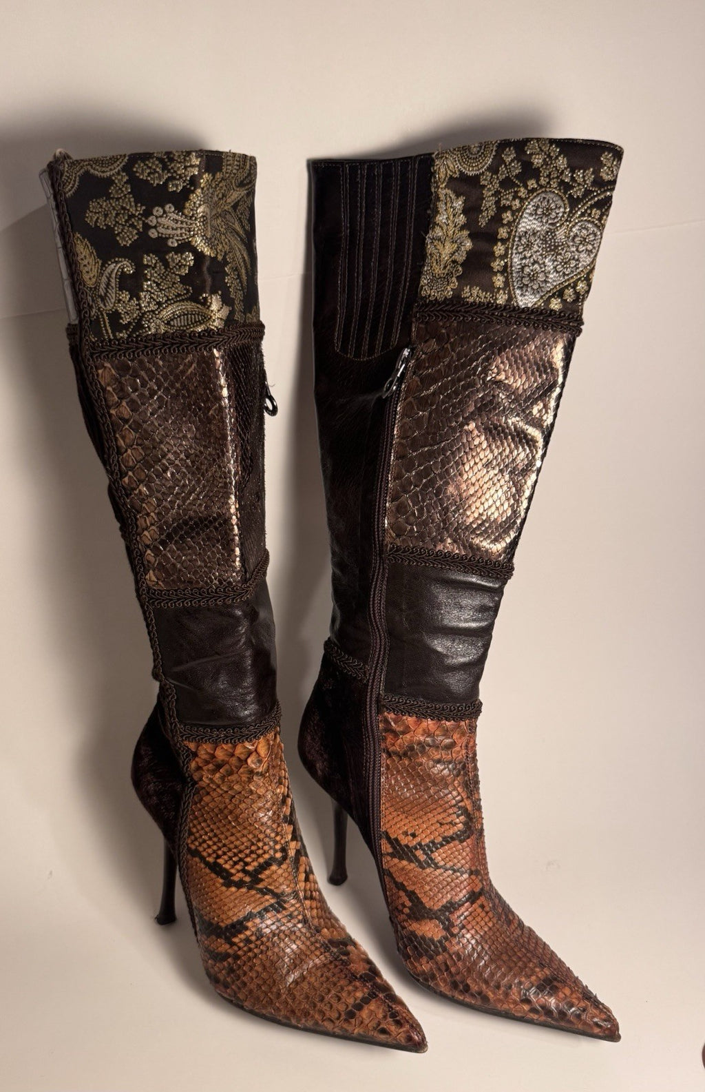 Le Silla Vero Cuoio Knee-High Boots Snake Skin|Fur|Italian Leather– EU36 / US5.5