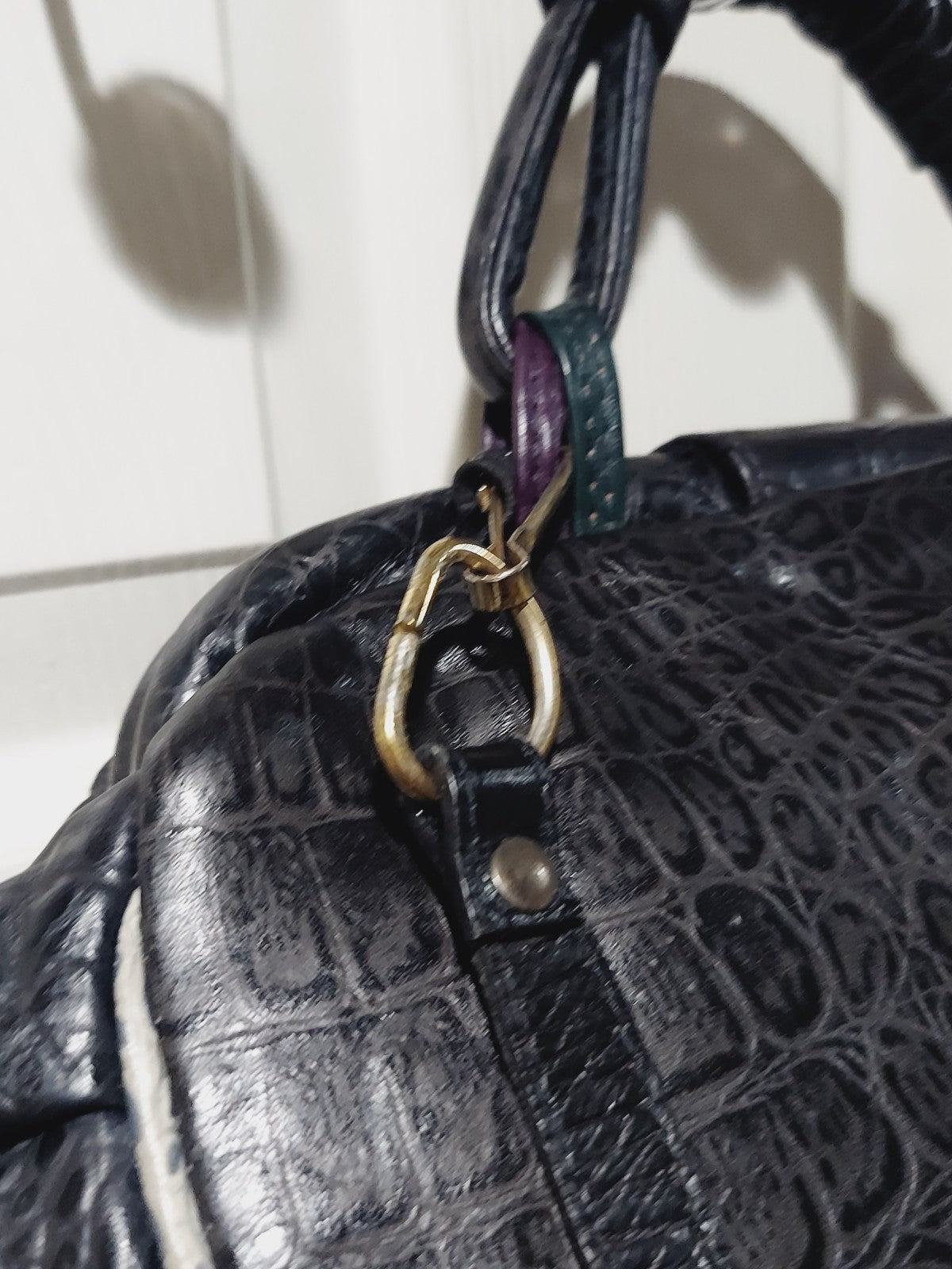 Reem 1980s Cheetah and Crocodile Patchwork Leather Bag