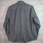 AMI Alexandre Mattiussi Striped Cotton Button Shirt Mens Sz XL Slim Fit Black