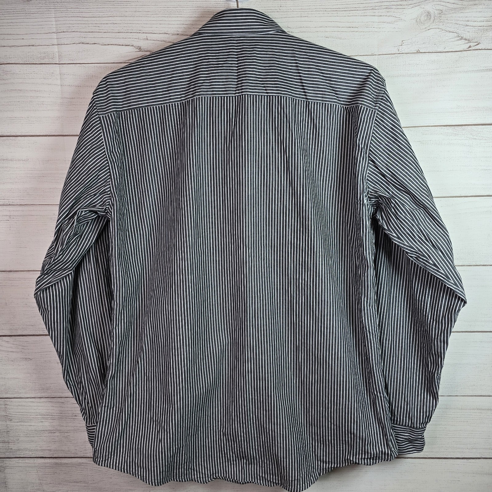AMI Alexandre Mattiussi Striped Cotton Button Shirt Mens Sz XL Slim Fit Black