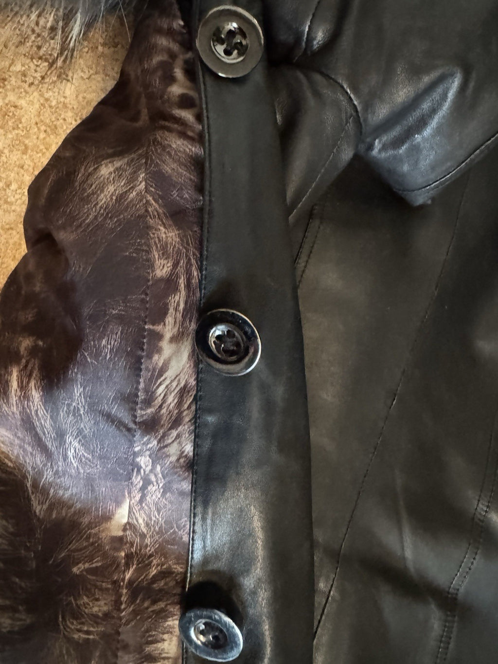 Italian Lamb Skin Leather Jacket with Removable Rabbit Insulation and Silver Fox Trim